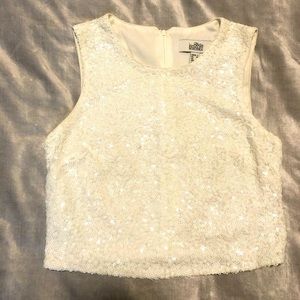 Formal white sequin crop